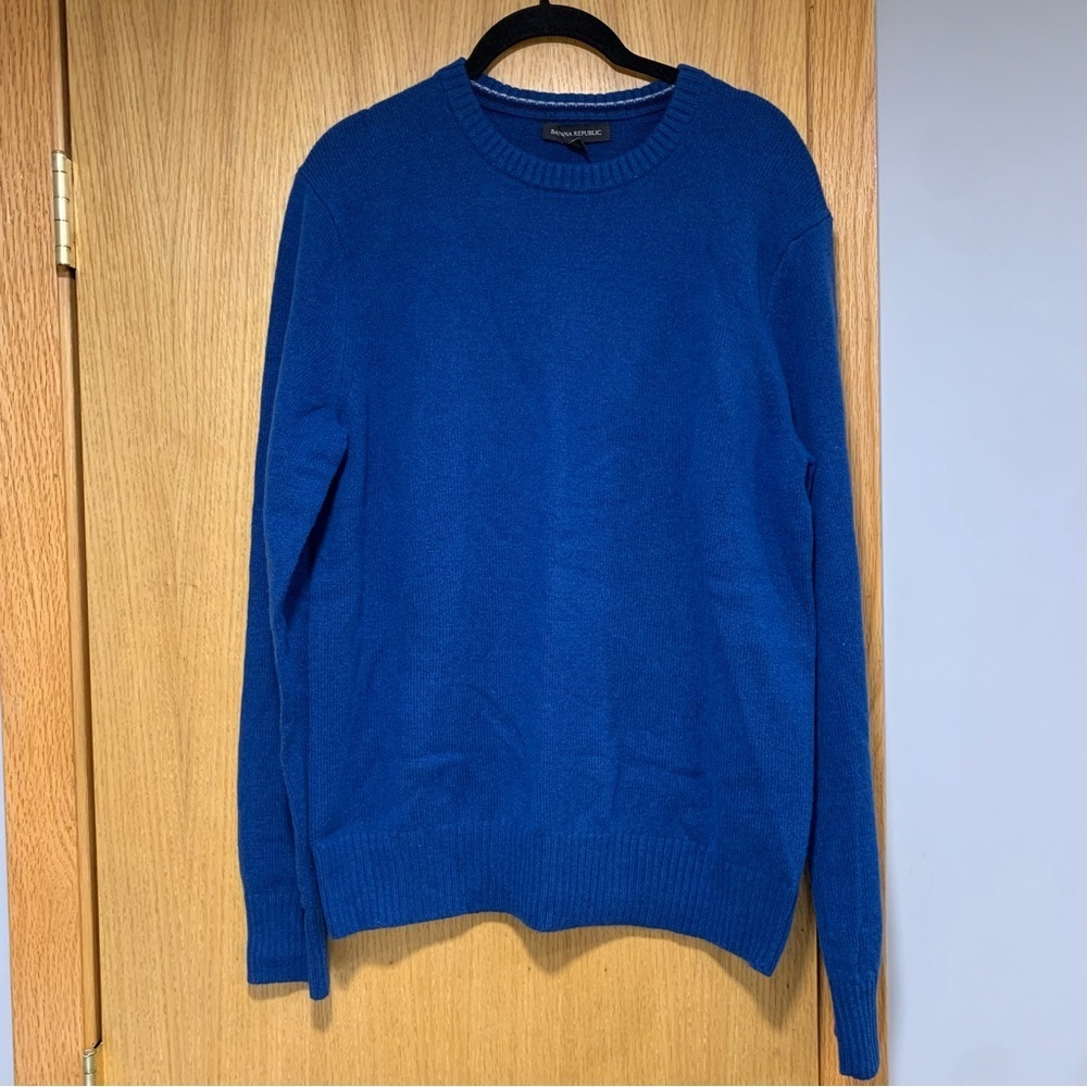 Banana Republic Men's Merino Wool Blend Crew Neck Sweater in Blue - Size Medium